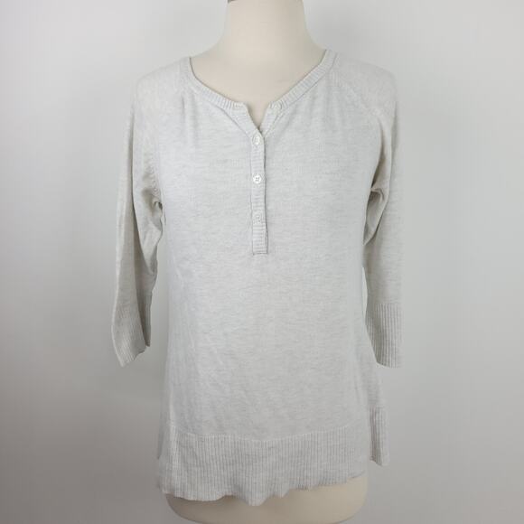 Columbia Gray Henley Half Button Pullover Sweater 3/4 Sleeves Size Small Women's - Picture 1 of 10